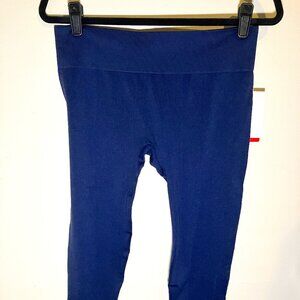 Marika Leggings L Cropped Cut Out Mesh Navy Blue Yoga Workout Active Athleisure